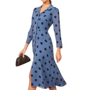Reformation Arcadia Blue Shirt Dress